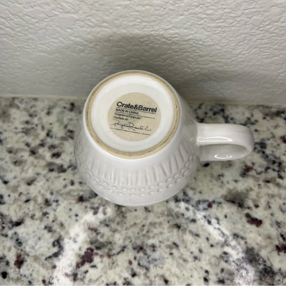 Crate&Barrel Coffee Cup Mug White Ivory Paige Russell Ceramic Replacement